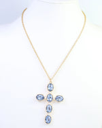 Gregory Glass Stone Cross Necklace -Sapphire