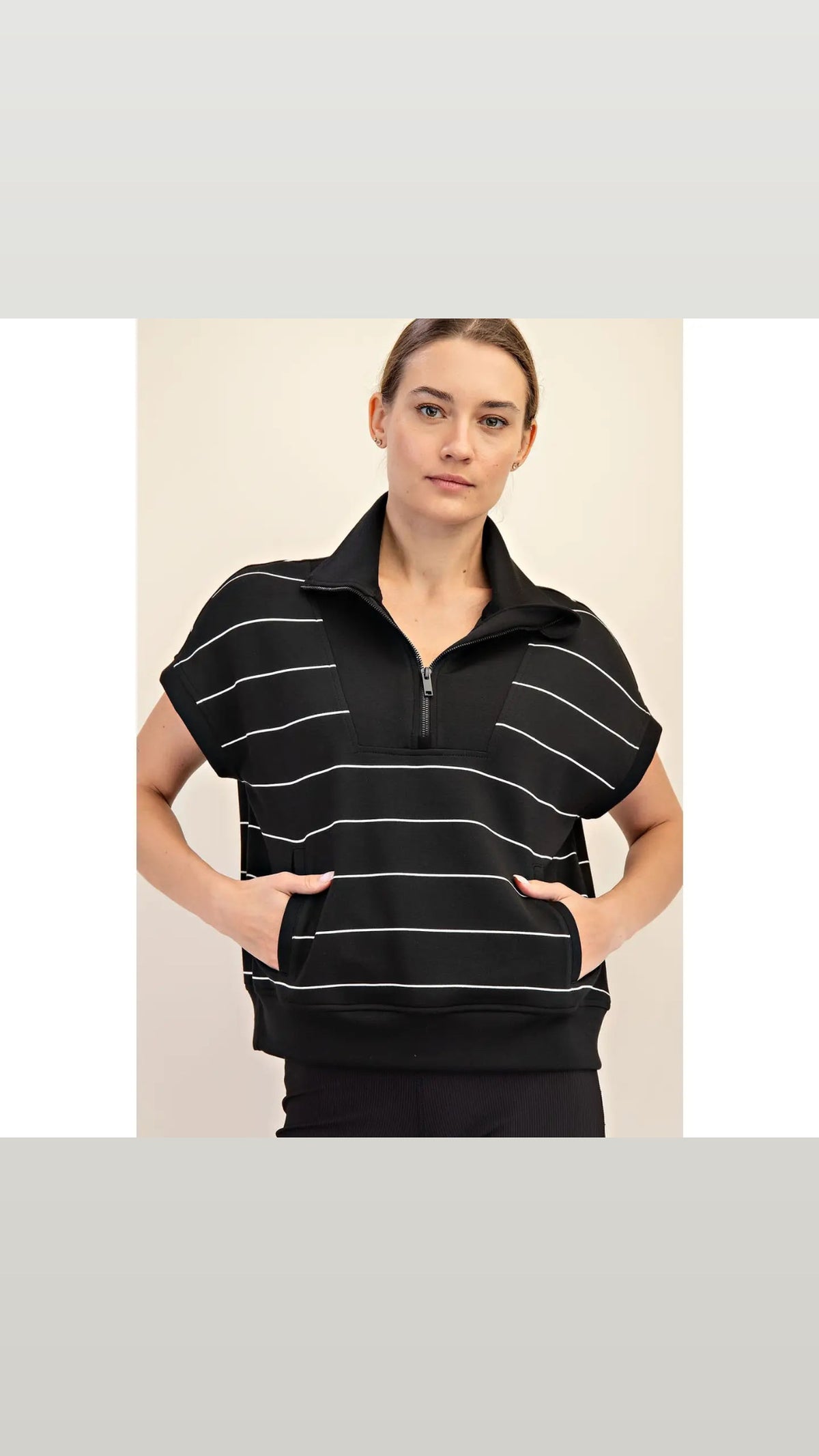 RAE MODE BUTTER SOFT CAP SLEEVE HALF ZIP