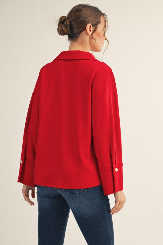 Pearl Accent Soft Raglan Top