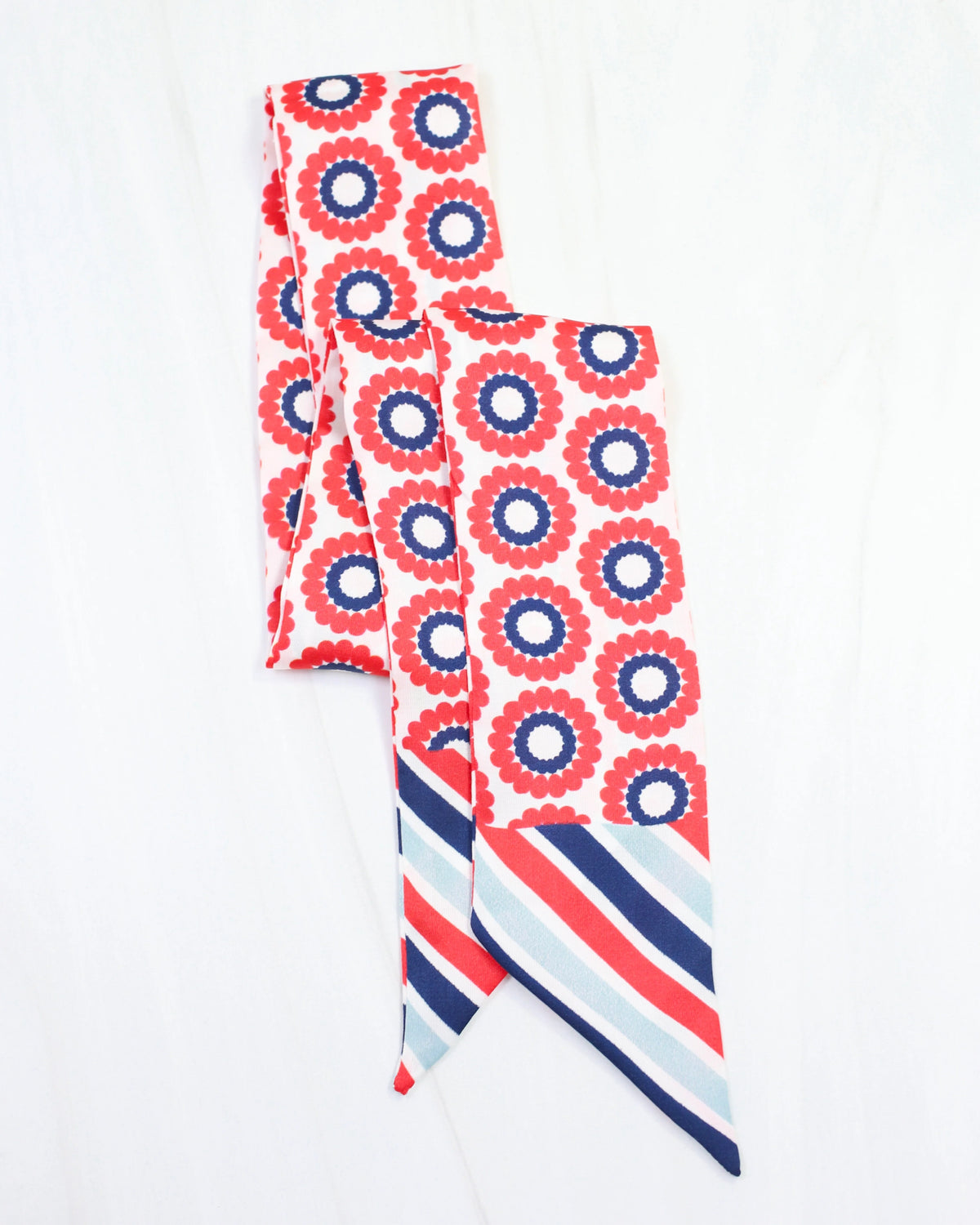 Lucy Floral Skinny Scarf - Red Navy