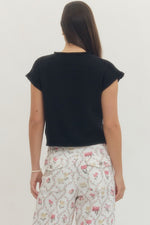 Naomi Button Down Knit Top- Black