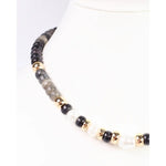 Bowie Bead and Pearl Necklace Black