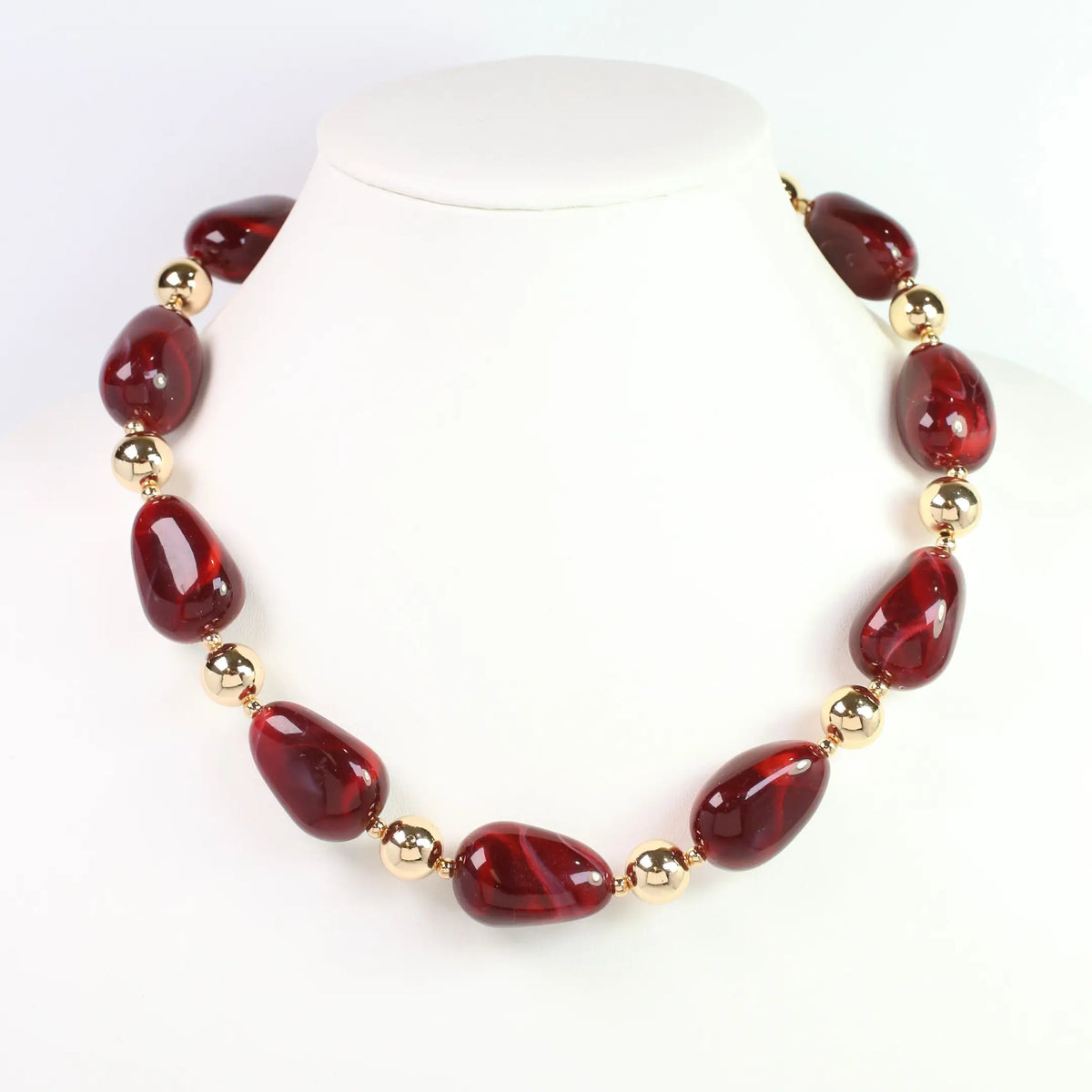 Giana Swirl Beaded Necklace Garnet
