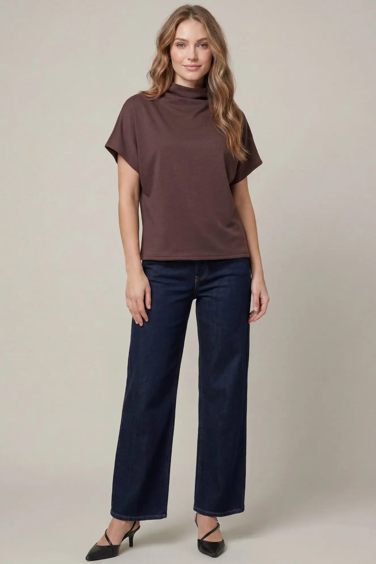 Eggplant Soft Mock Neck Top