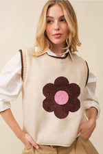 Flower Embroidered Sweater Vest