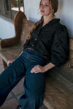 3/4 SLEEVE 3D FLORAL PRINT TOP