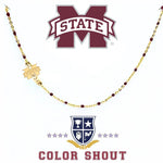 Mississippi State Dainty Side Set Necklace - Gold with Maroon