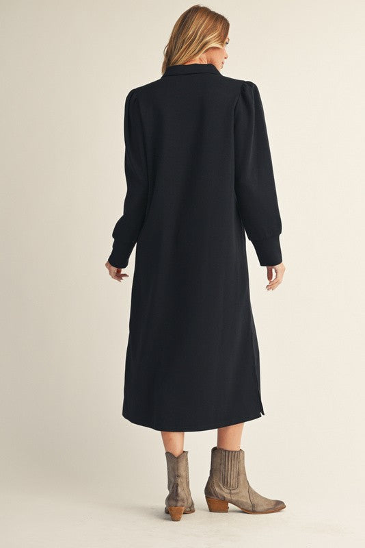 Tia Butter Soft Collared Midi Dress