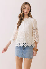 Mabel Floral Eyelet Embroidery Detail Top