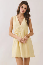 Alice Scalloped Lace Trim Detail Babydoll Dress - Butter Yellow