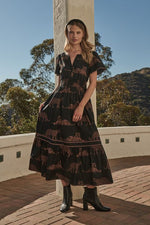 Zenzi Jungle Ordy Smocked Midi Dress