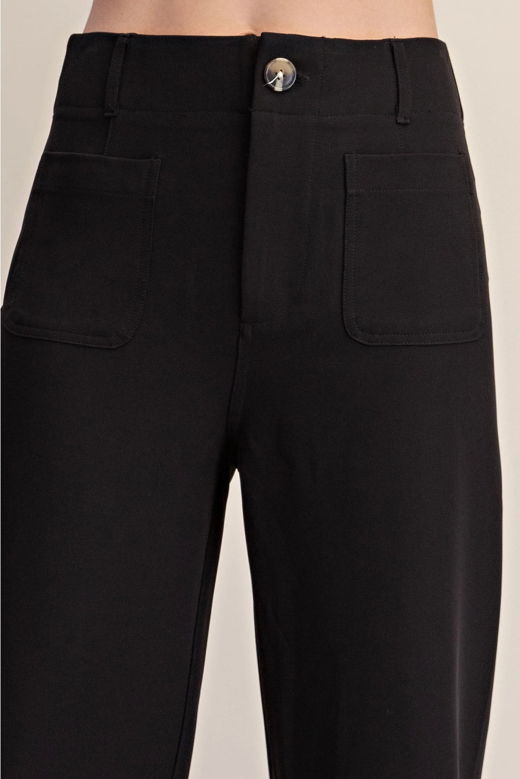 Colette Cropped Wide-Leg Stretch Pant- Black