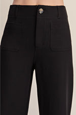 Colette Cropped Wide-Leg Stretch Pant- Black