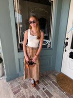 Prairie Plaid Midi Skirt - Caramel
