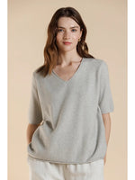 SOFT BLEND V NECK SHORT SLEEVE SWEATER