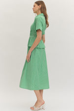 Allison Green Gingham Peplum Waist Midi