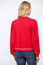 Savannah Red and White Button Down Cardigan by Fate