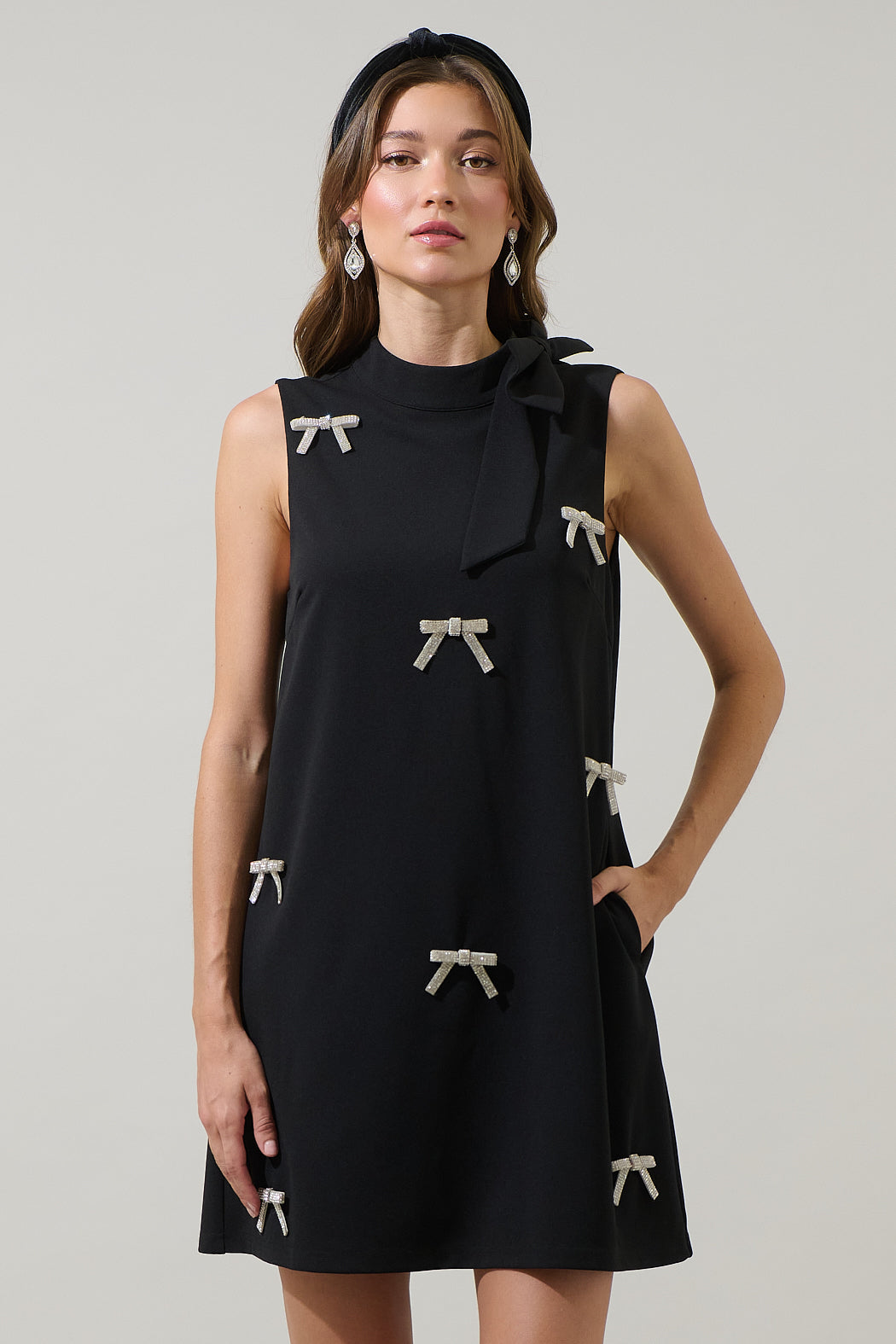 Pamelda Rhinestone Bow Mini Dress