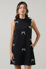 Pamelda Rhinestone Bow Mini Dress