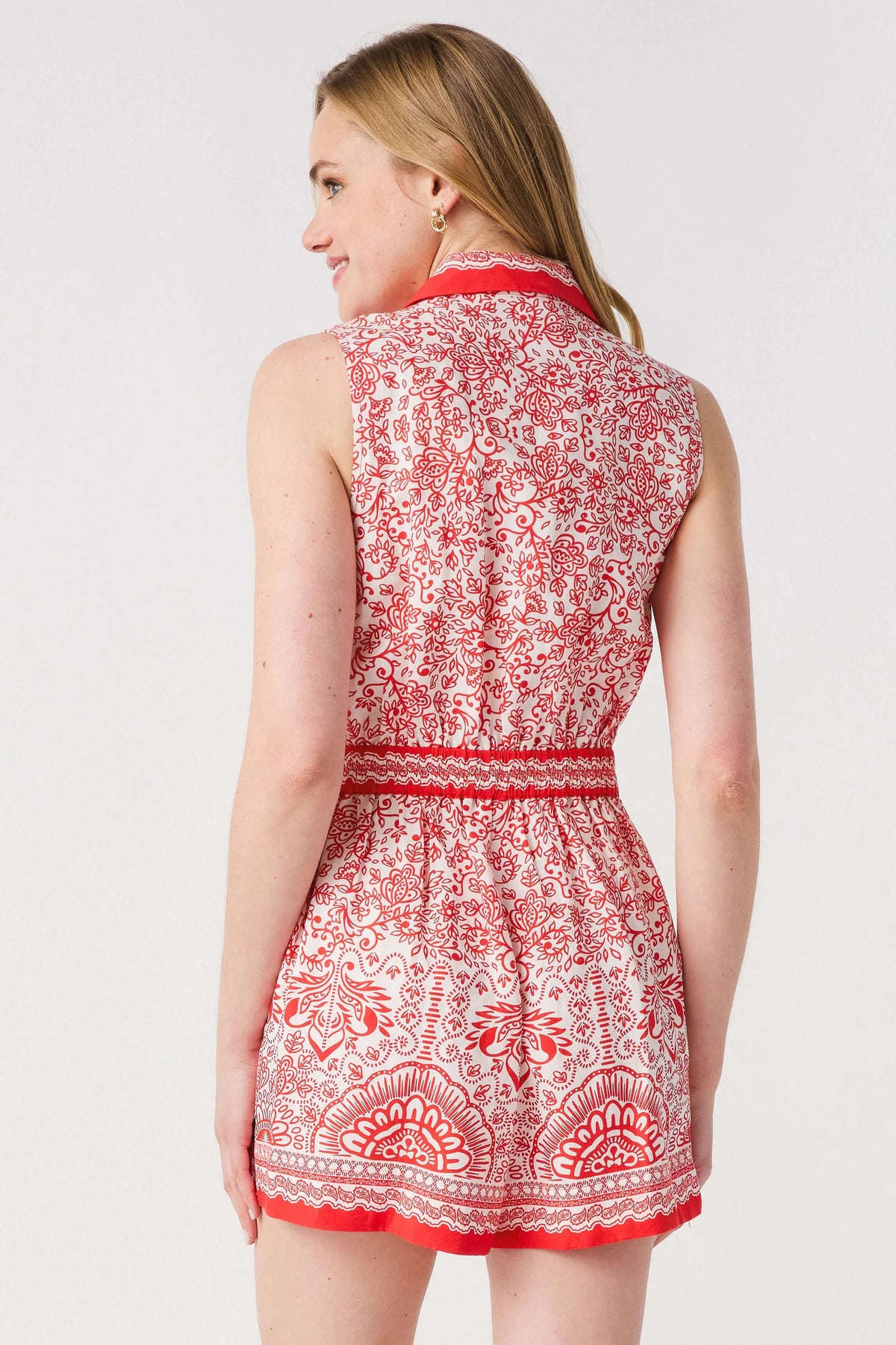 Red Bandana Wrap Tie Waist Romper ( XS-L) by Skies are Blue