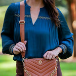 Ariana Crossbody Chevron Pattern Saddle by Caroline Hill