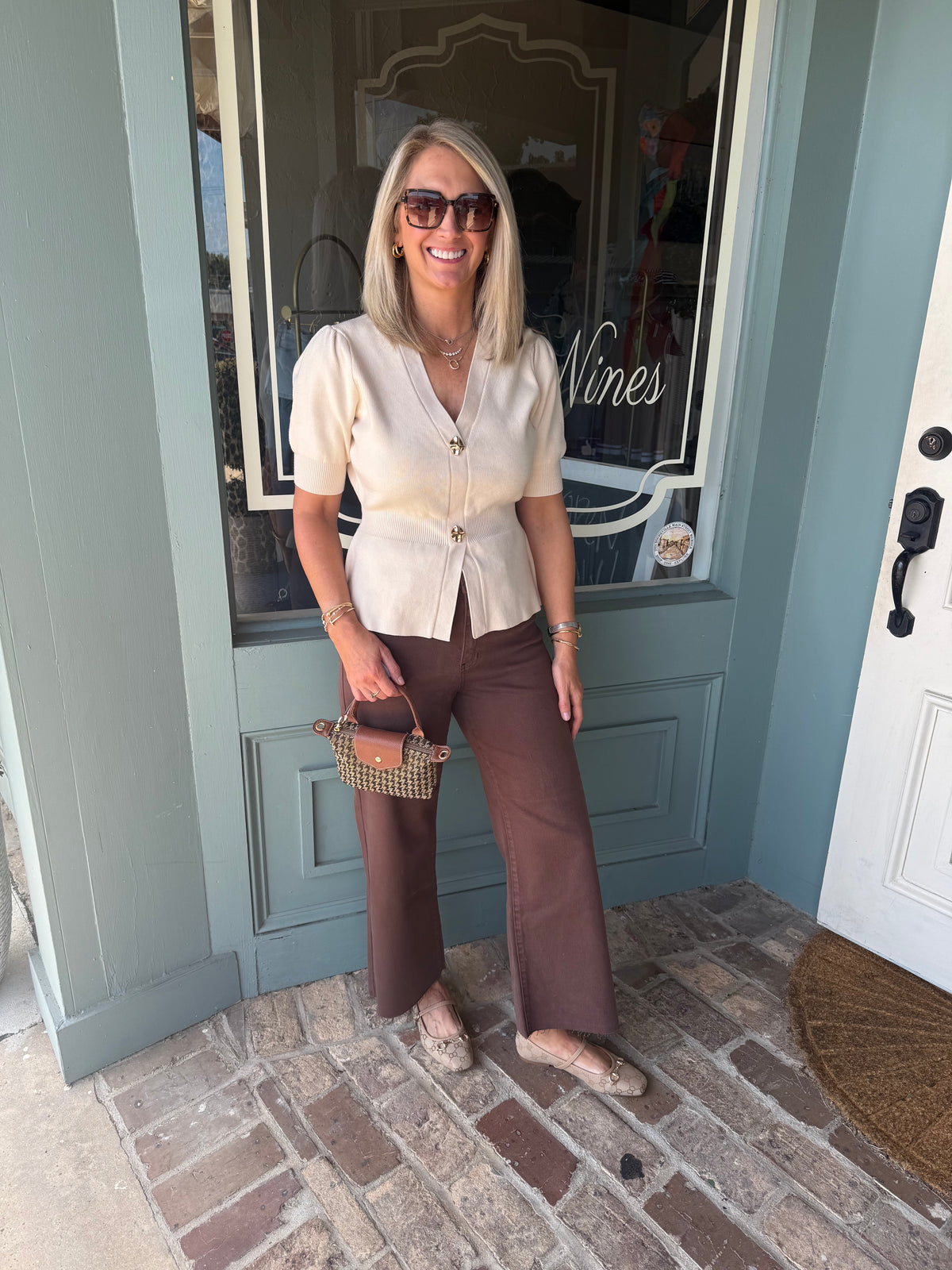 JBD Wide Leg Raw Hem Denim- Brown