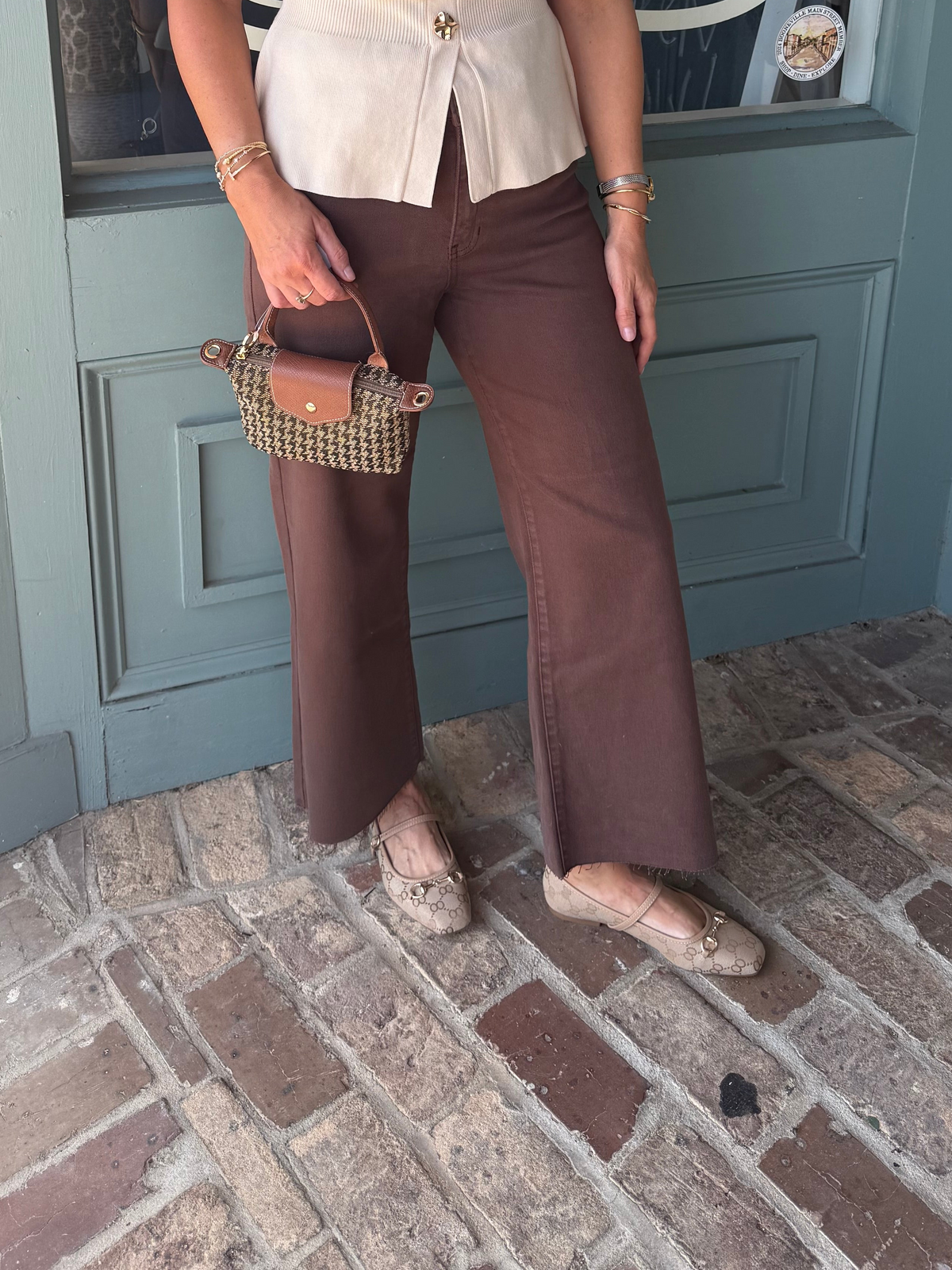JBD Wide Leg Raw Hem Denim- Brown
