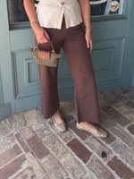 JBD Wide Leg Raw Hem Denim- Brown