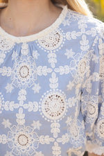 Embroidered Ivory Cotton Fringe Detail Trim Summer Top