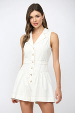 Virginia Top Stitch Detail Collared Button Front Romper by Fate
