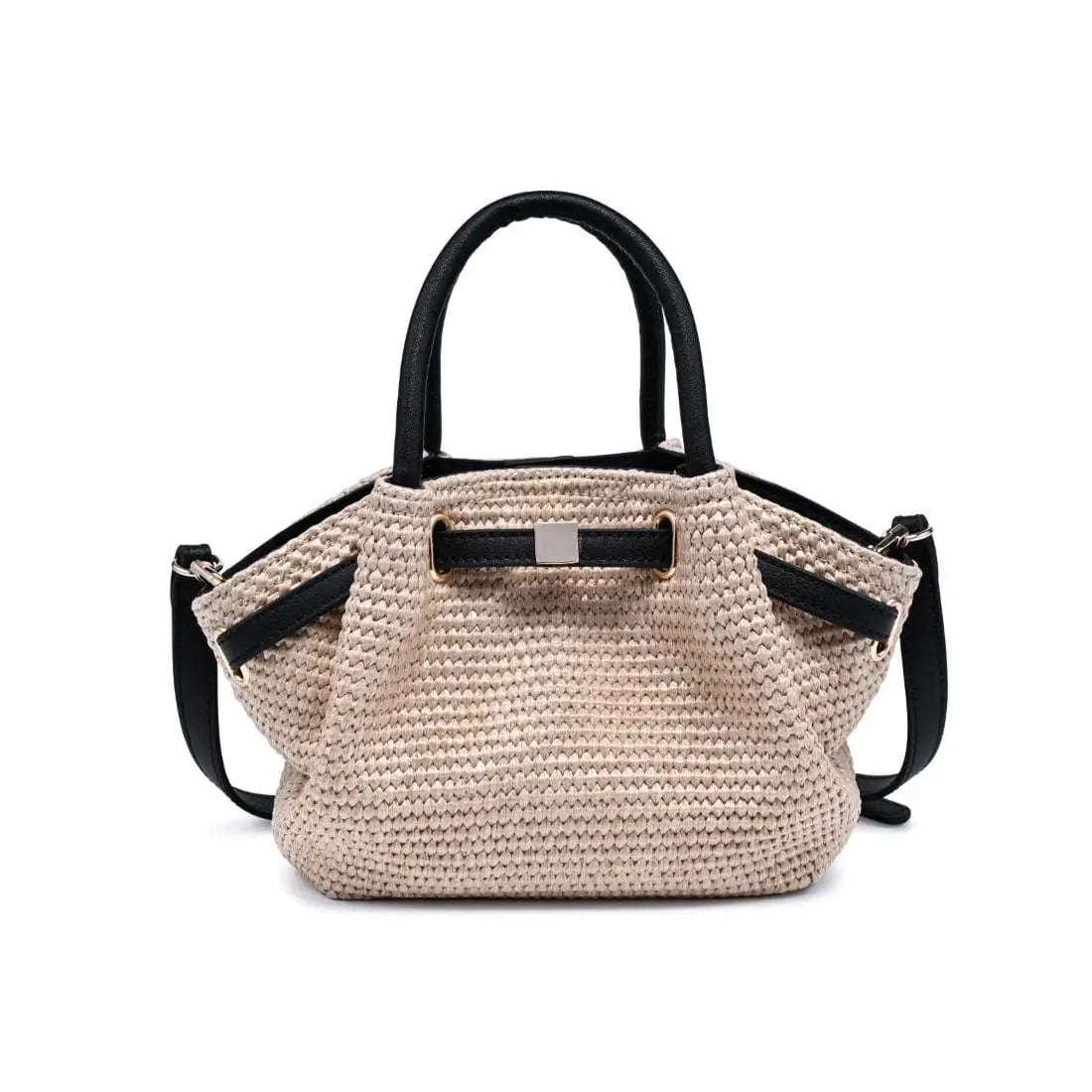 Selena Straw Crossbody Mini- Natural/ Black