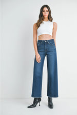 JBD OVER THE BOOT WIDE LEG DARK DENIM WITH SLANT SIDE SEAM