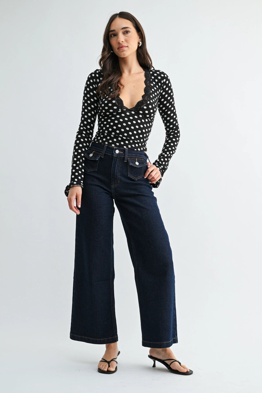 Just USA Mini Flap Pocket Wide Leg - Dark Denim -