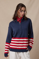 Nantucket Half Zip Stripe Detail Sweater