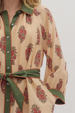 Gardenia Midi Dress with Contrasf Trim