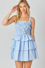 Smocked Ribbon Tiered Mini Dress