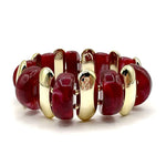 MAROON ACRYLIC AND GOLD STRETCH BRACELET