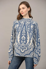 Jacquard Knit Mock Neck Sweater by FATE