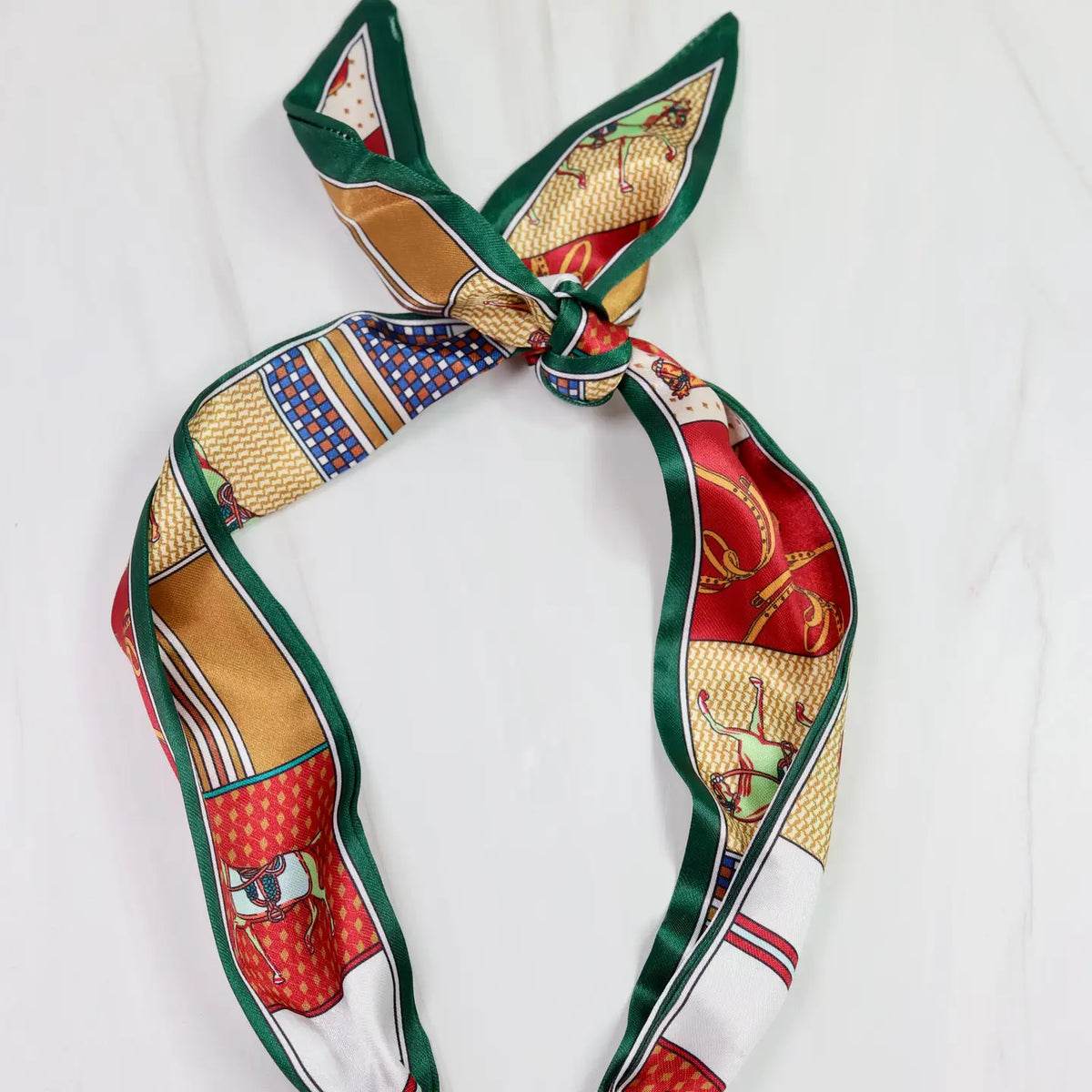 Lillie Scarf Charm Necklace Green Gold