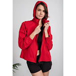 Stretch Woven Zip Up Hooded Jacket