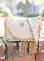 Carolina Hill Ivory Crossbody with Small Gold Shoulder Chain
