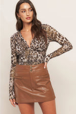 Blaine Camel Leather Skort