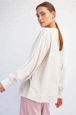 RAE MODE OVERSIZED COTTON SLUB LONG SLEEVE TOP -BONE