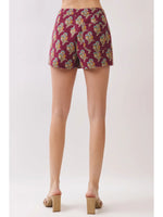 Floral Print Sleeveless Crop Top and Wrap Front Design Skort SET- Burgundy Wine