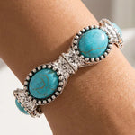 Turquoise Oval Station Western Stretch Bracelet