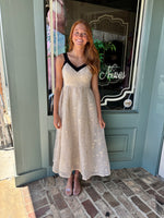 Ivory Midiwith Black Contrast Detail and Gold Shimmer Appliques