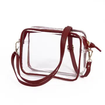 Maroon Clear Crossbody Purse