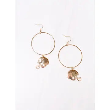 Gold Football Helmet Dangle Hoop