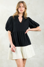THML Puff Sleeve Colorblock Dress