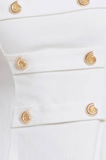 Palmetto Square Neck Mini Dress with Gold Button Detail